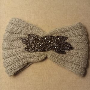 Candies Gray Knit Headband with Jewel Accent